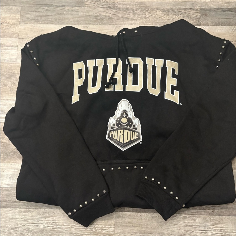 Purdue Black Sweatshirt with Studded Details